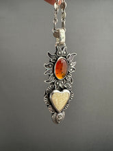 Load image into Gallery viewer, Fossilized Walrus Tusk and Montana agate Sacred Heart
