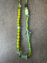 Load image into Gallery viewer, Vintage glass bead silk knotted necklace in greens
