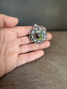 Millefiori glass pendant with moons