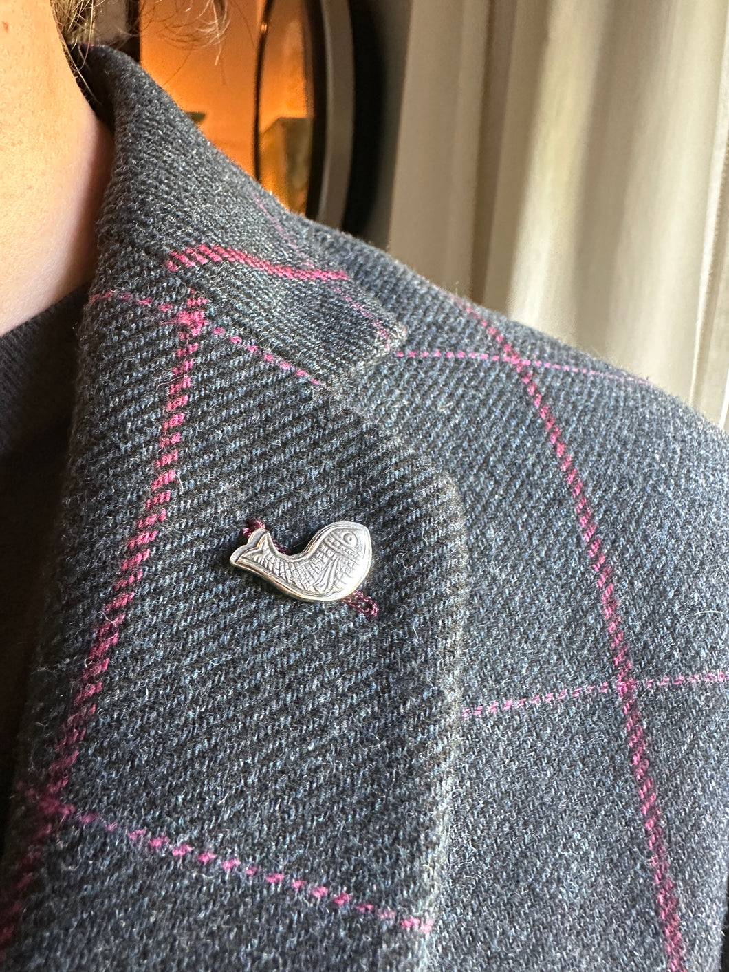 Silver Fish pin, lapel pin, scatter pin