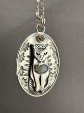 Load image into Gallery viewer, Jewel Cat with Grey Moonstone and Brown Tourmaline
