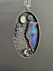 Aurora borealis raven necklace