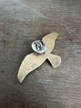Load image into Gallery viewer, Bronze and silver stamped bird brooch with turquoise
