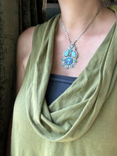 Load image into Gallery viewer, Cloisonné glass enamel with turquoise, labradorite, and kyanite
