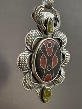 Load image into Gallery viewer, Cloisonné and Vesuvianite Crystal Pendant.
