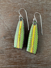Load image into Gallery viewer, Green and gold enamel earrings
