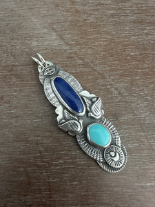 Lapis and turquoise bird medallion