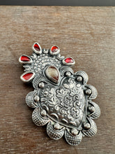 Load image into Gallery viewer, Garnets and Andesine Sacred Heart pendant
