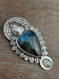 Labradorite Sacred Heart pendant