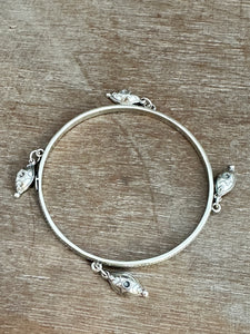 Sterling silver patterned Jingle bangle