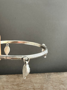 Sterling silver patterned Jingle bangle