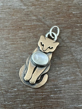 Load image into Gallery viewer, Bronze Kitty Pet with a Moonstone
