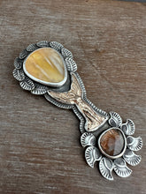 Load image into Gallery viewer, 14k gold filed Angel with Sagenite and mossy aquamarine
