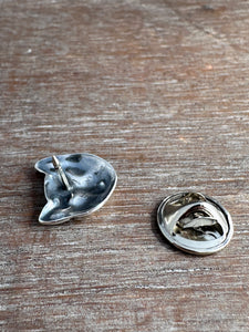 Silver cat pin, lapel pin, scatter pin