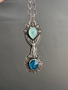 Angel with Aquamarine and Apatite