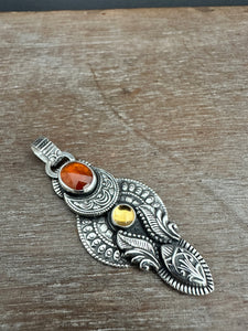 Orange Kyanite moon pendant