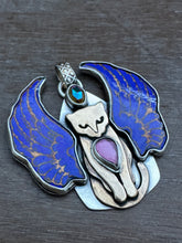Load image into Gallery viewer, Regal cat with enameled wings.
