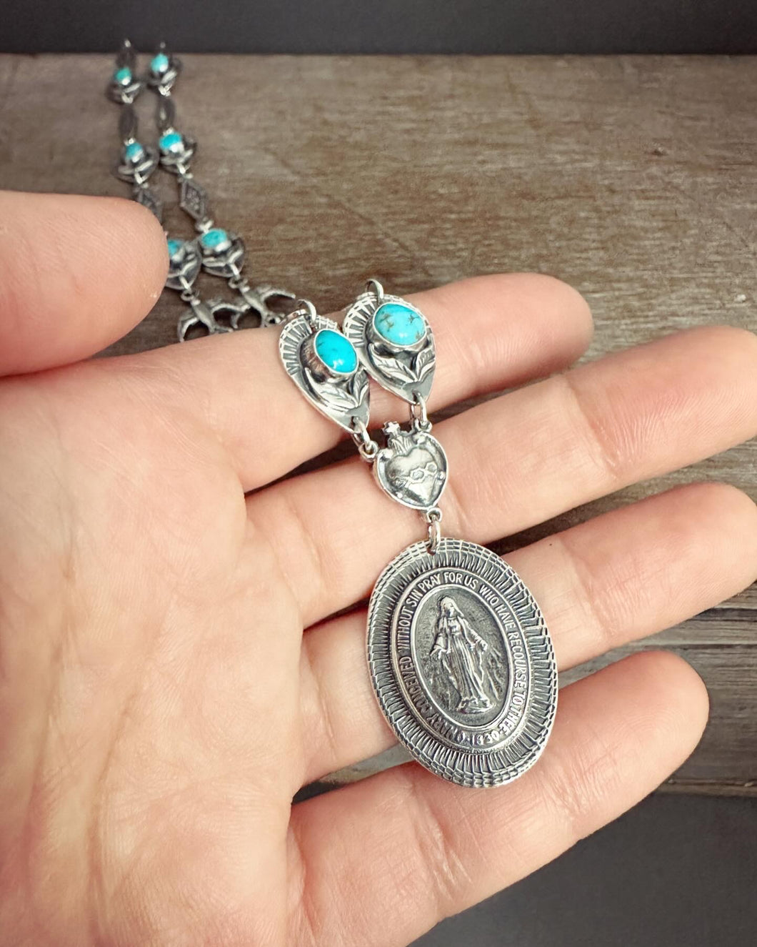 Miraculous Medal and Turquoise necklace