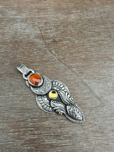 Orange Kyanite moon pendant