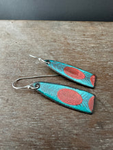 Load image into Gallery viewer, Blue and red enamel earrings
