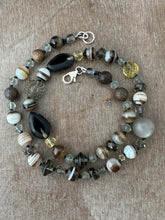 Load image into Gallery viewer, Vintage glass bead silk knotted necklace in neutrals
