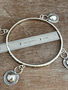 Sterling silver patterned Jingle bangle