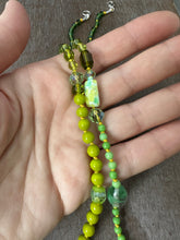 Load image into Gallery viewer, Vintage glass bead silk knotted necklace in greens
