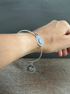 Sterling silver Jingle bangle with Peruvian opal