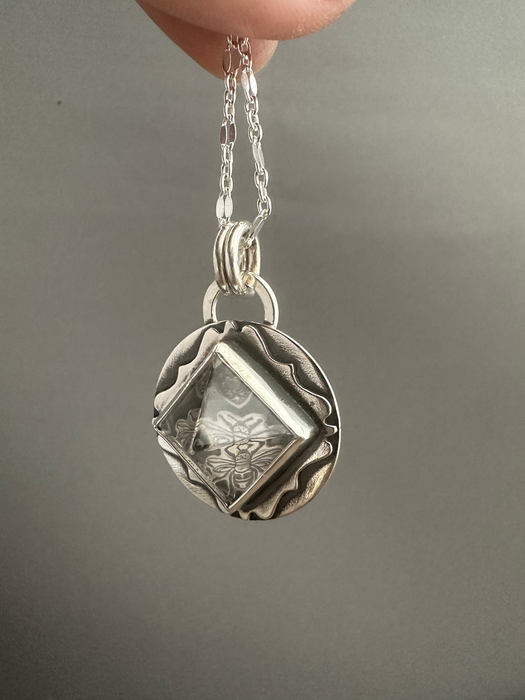 Quartz charm with a bee