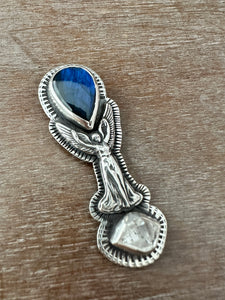 Angel with Labradorite and Herkimer Crystal