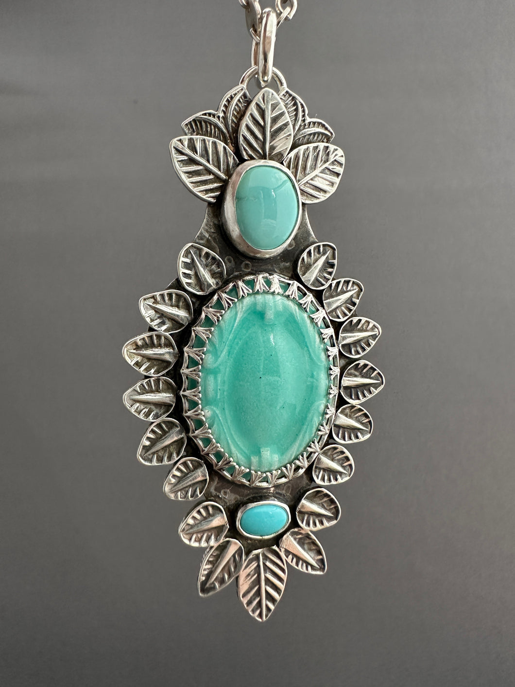 Enamel and Lone Mountain Turquoise Medallion