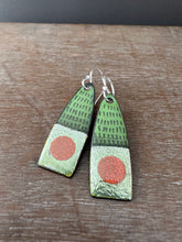 Load image into Gallery viewer, Green and pink enamel earrings
