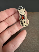 Load image into Gallery viewer, Bronze Kitty pet with Garnet
