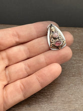 Load image into Gallery viewer, Bronze Mysterious Woman Pendant with Pink Stones
