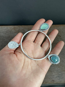 Sterling silver Jingle bangle with sapphire and Peruvian opal