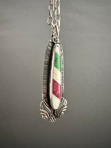 Winged candy cane pendant