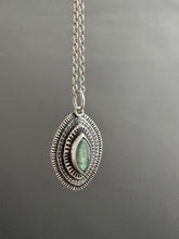 Load image into Gallery viewer, Layered silver and labradorite eye pendant
