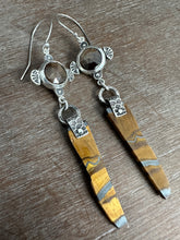 Load image into Gallery viewer, Bronze Sapphire and Tiger Eye Slice Earrings
