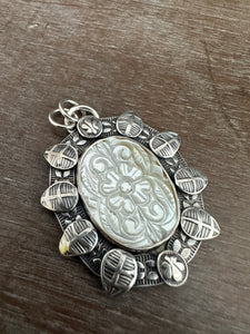 Carved Mother of Pearl pendant 3