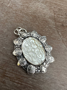 Carved Mother of Pearl pendant 3