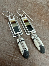 Load image into Gallery viewer, Brazilian Polychrome Jasper Earrings with porcelain feathers
