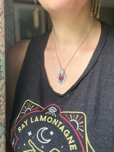 Red rosarita Sacred Heart pendant