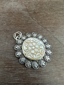 Carved Mother of Pearl pendant 2