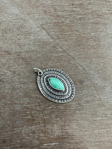 Layered silver and turquoise eye pendant