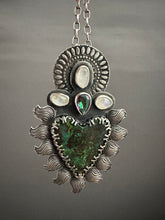 Load image into Gallery viewer, Parrot wing chrysocolla Sacred Heart with mystic topaz and moonstones

