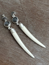 Load image into Gallery viewer, Moonstone and Bone dangle earrings
