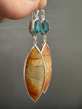 Load image into Gallery viewer, Apatite and Cherry Creek Jasper Earrings
