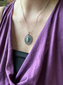 Layered silver and turquoise eye pendant
