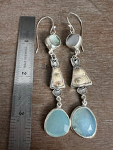 Load image into Gallery viewer, Abalone, Sea Urchin, and Peruvian opal dangly earrings
