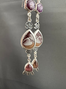 Ruby, Sonoran Jasper, and Tourmaline dangle earrings